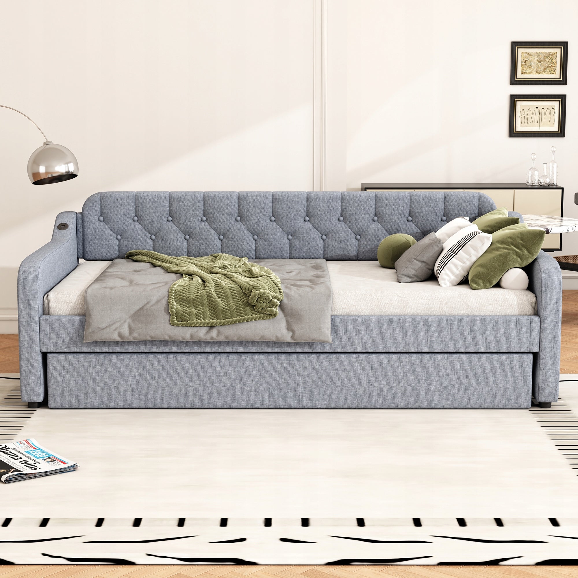 Divano letto con USB - Xylo - 90x200 - Grigio