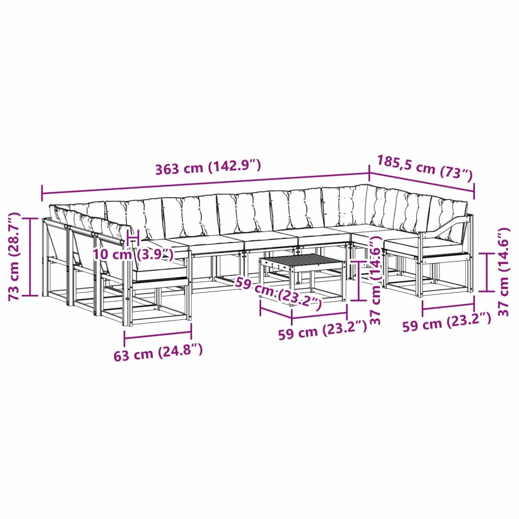 Set di divani da esterno 11 pcs Bianco e Grigio Chiaro 3389941