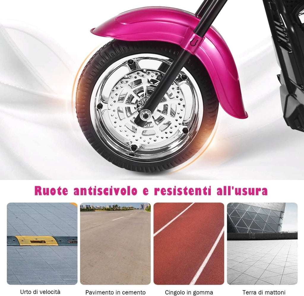 6V Moto Elettriche per Bambini, Moto Cavalcabile Marcia Avanti e Indietro, Portanza di Peso 30kg (Rosa)