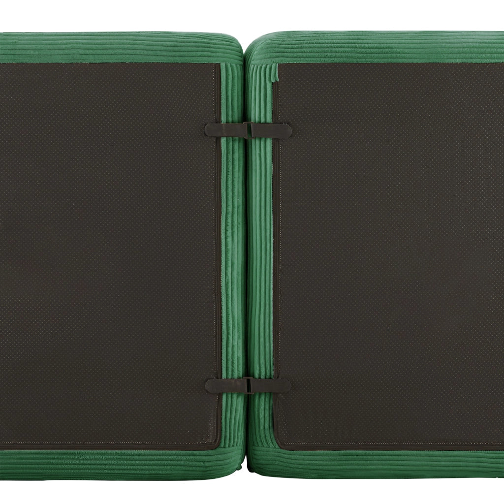 Divano modulare 4 posti in velluto a coste; seduta profonda; ampi braccioli; verde; 74 cm