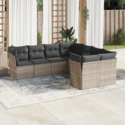 Set Divano da Giardino 8 pz con Cuscini Grigio in Polyrattan 3218590