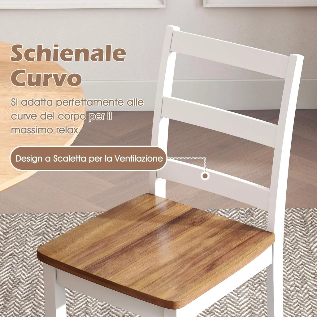 Set di 4 Sedie da Pranzo in Legno, Portata 180 kg, Sedia da Cucina in Stile Fattoria con Schienale Alto Curvo, Senza Braccioli per Sala da Pranzo, Cucina e Ristorante, 40 x 40 x 85 cm (4)