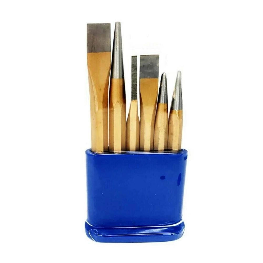 Trade Shop - Set Da 6 Pezzi Punzoni Caccia Spine In Acciaio Chrome Vanadium Con Contenitore -