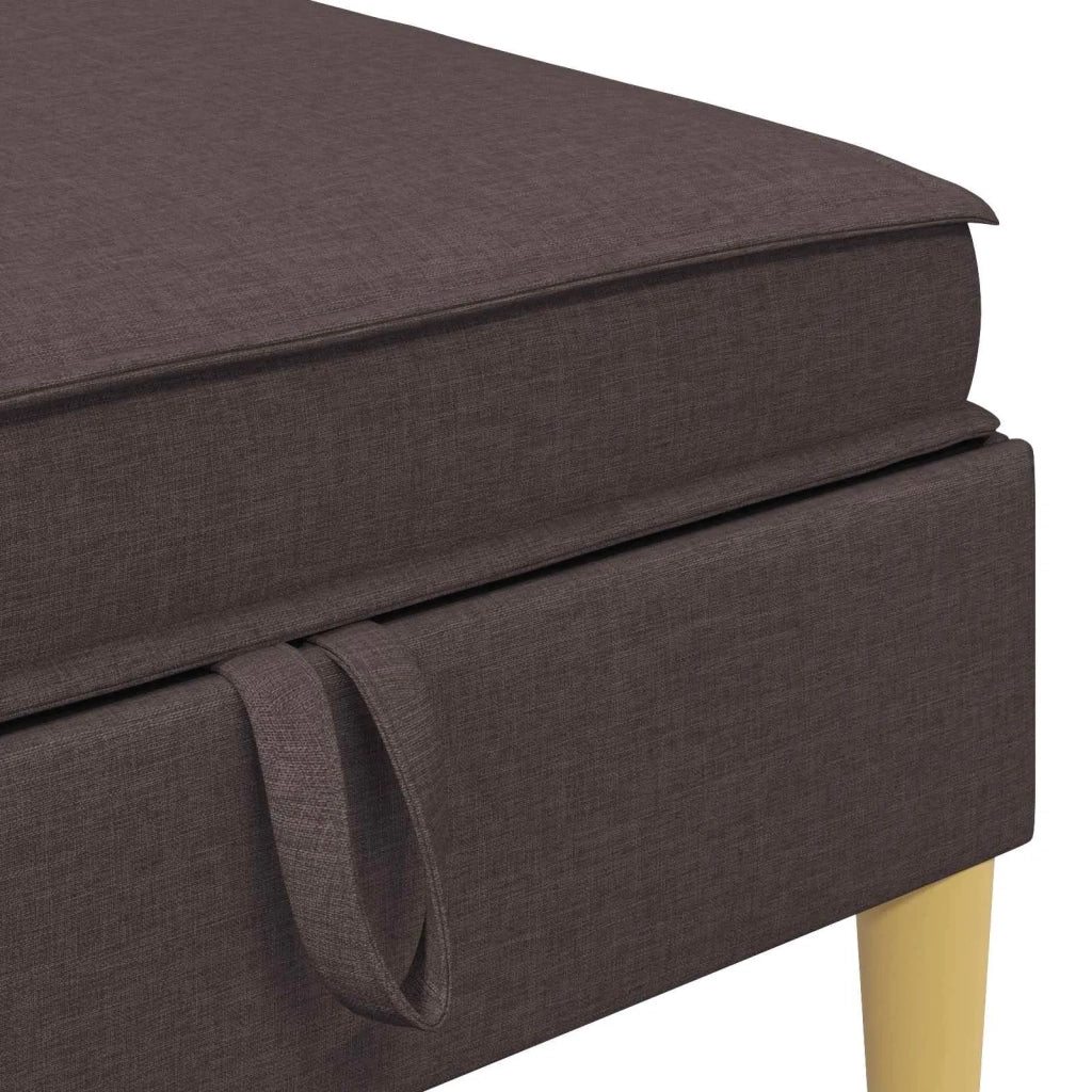 Pouf con Storage Marrone Scuro Tessuto
