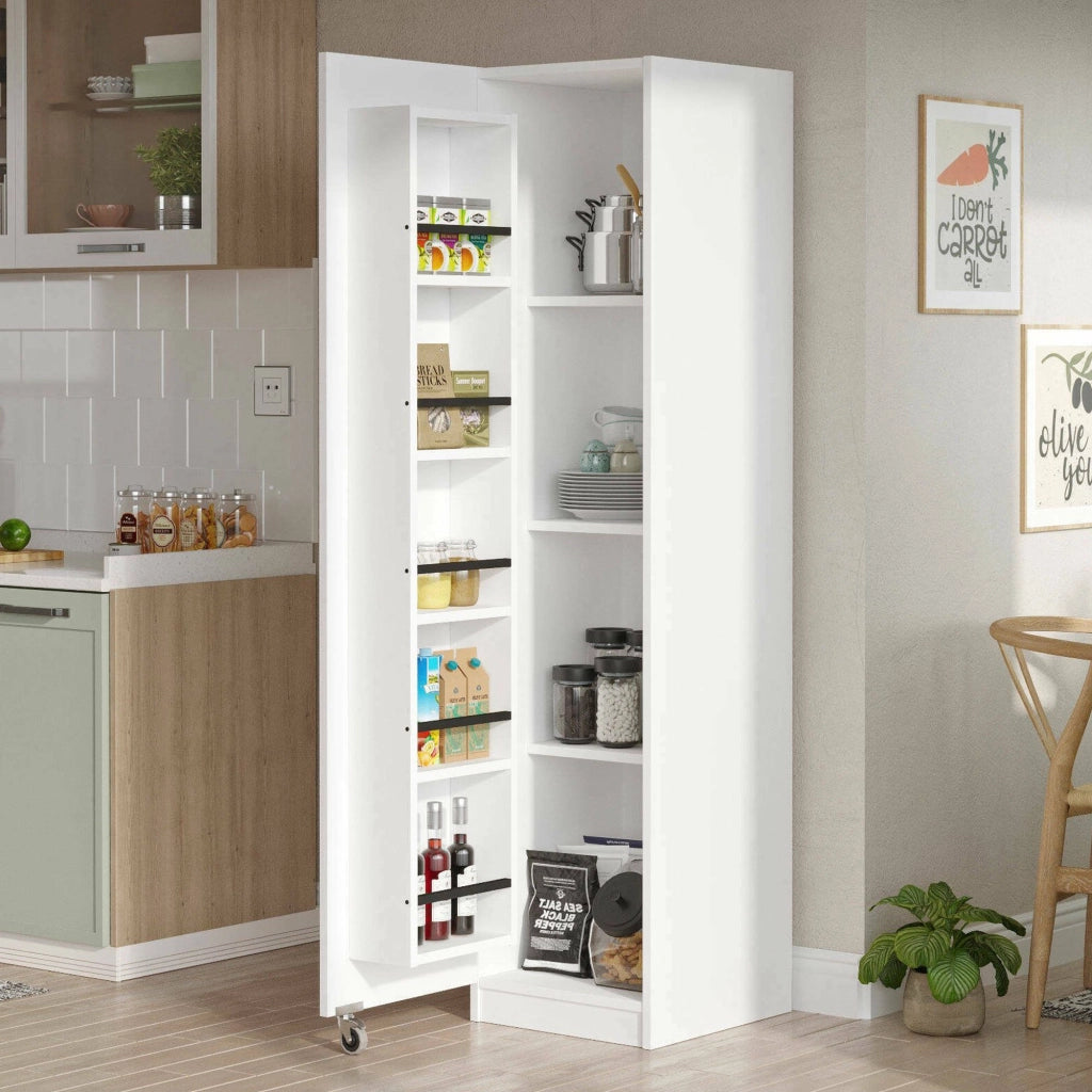 Gaemi, Armadio Multiuso 1 Anta Appendiabiti, 42x176h cm Bianco