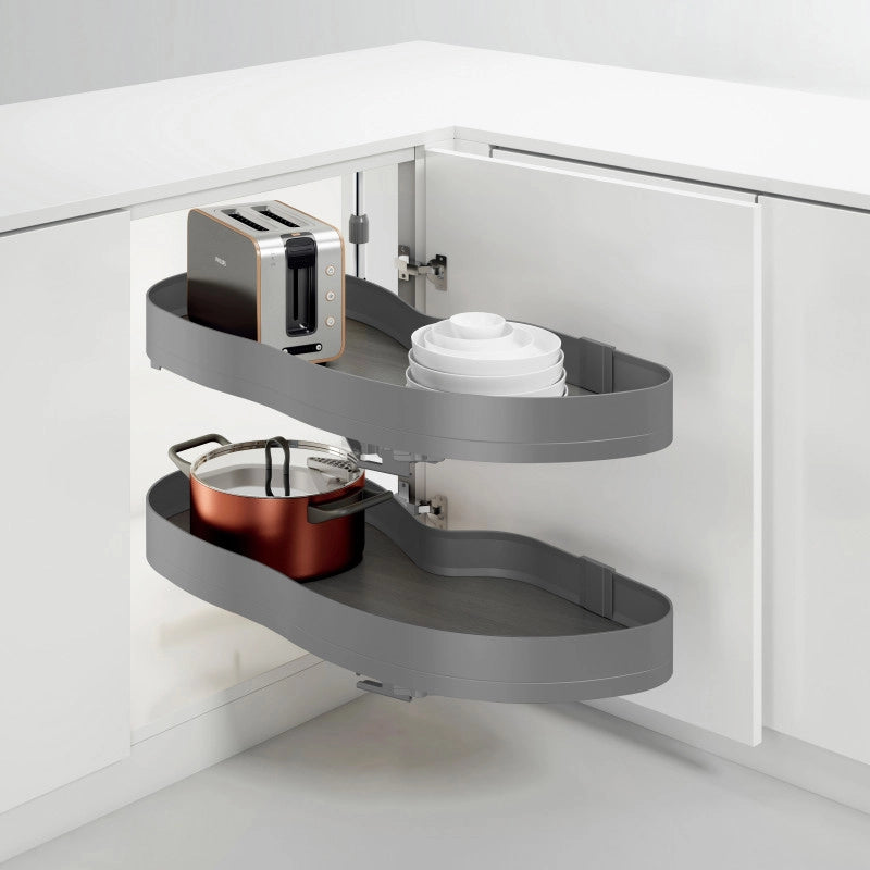 Carrello estraibile Harmony con chiusura soft, Modulo larghezza 300mm altezza 800mm, Acciaio e Legno, Grigio antracite