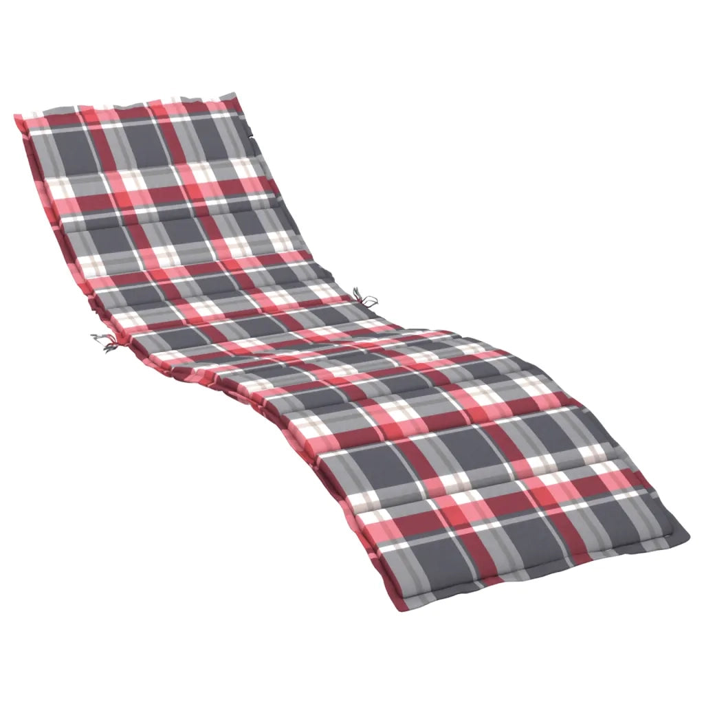 Cuscino per Lettino a Quadri Rossi 200x70x3 cm Tessuto Oxford 314231