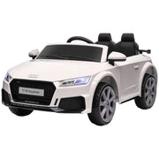 Auto elettrica per bambini, Audi TT RS Roadster, 3 km/h, telecomando, LED, USB, bianca