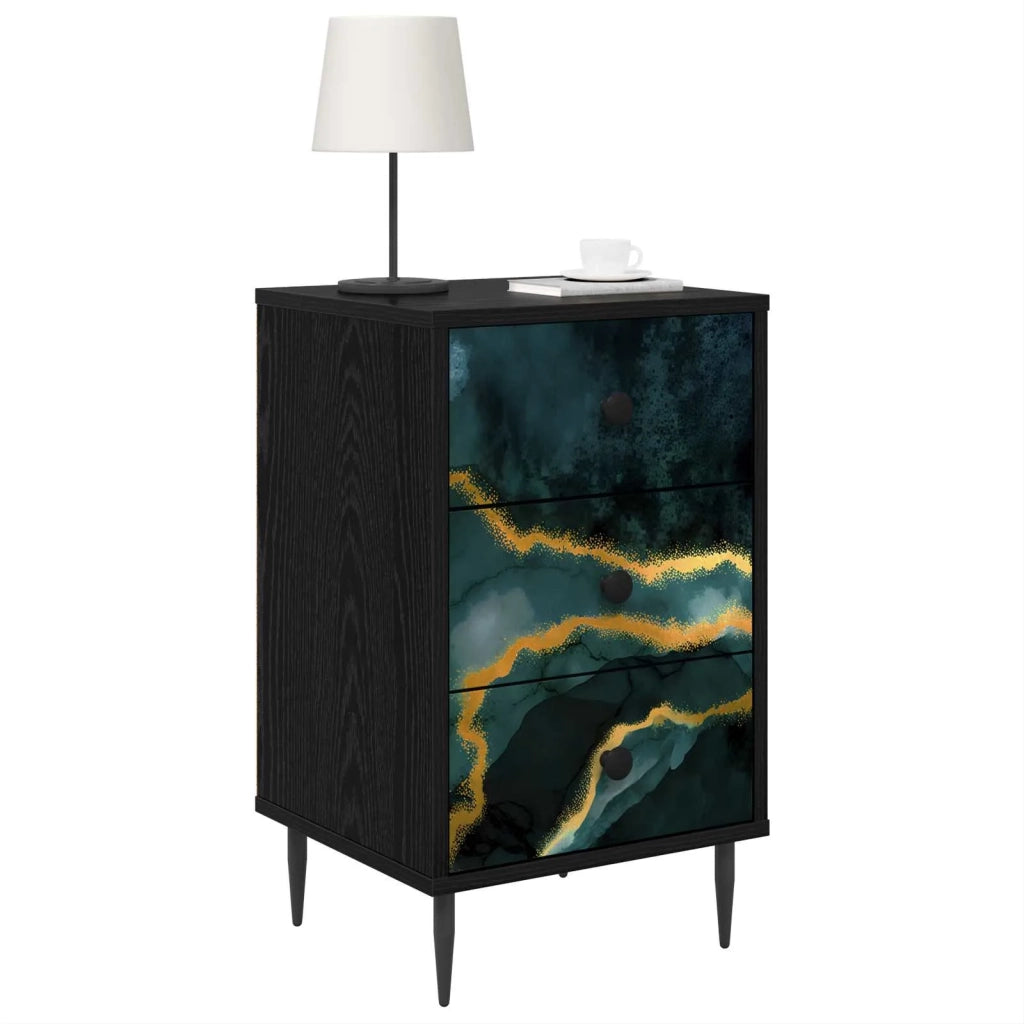 Armadio da Notte WIJHE 2 pz Rovere Nero 36 x 33 x 61 cm 8007320