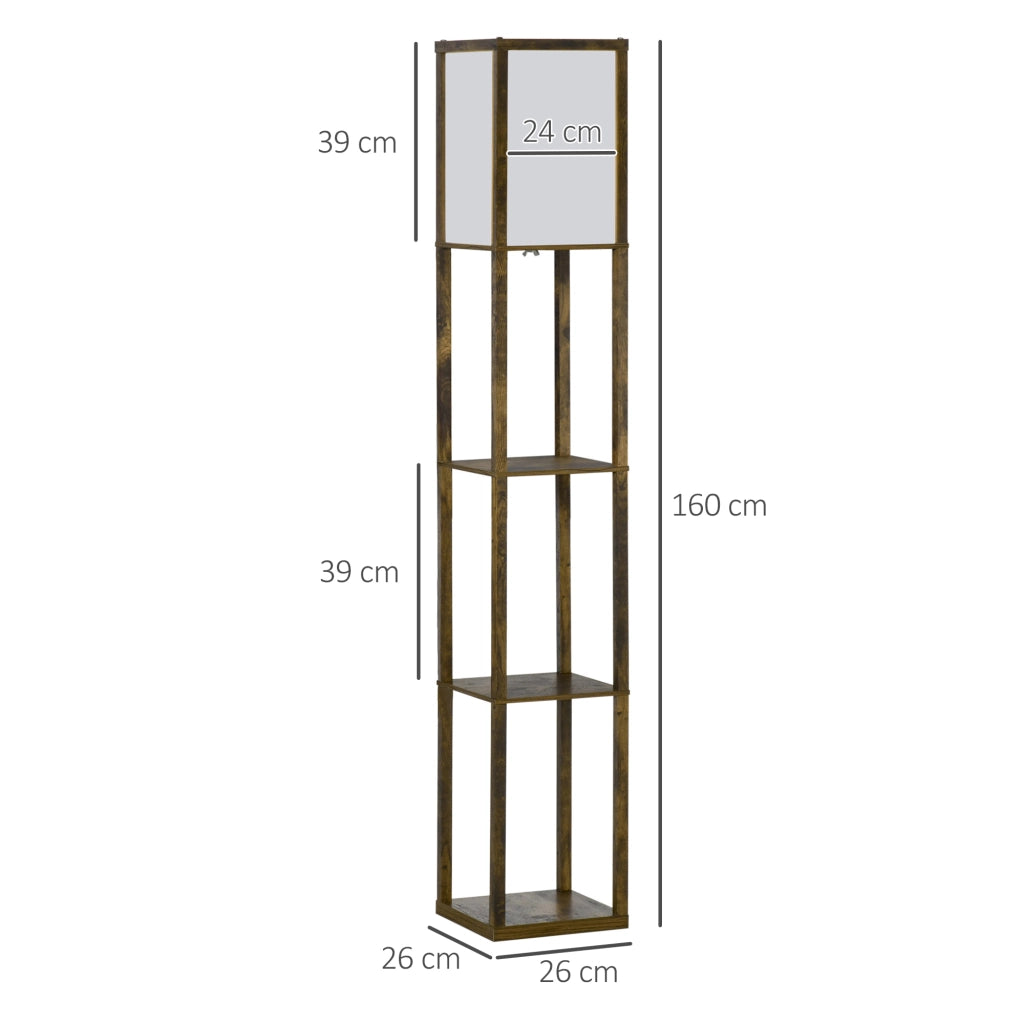 Lampada da Terra con Mensole ¨C zephmum ¨C Legno 26x26x160cm