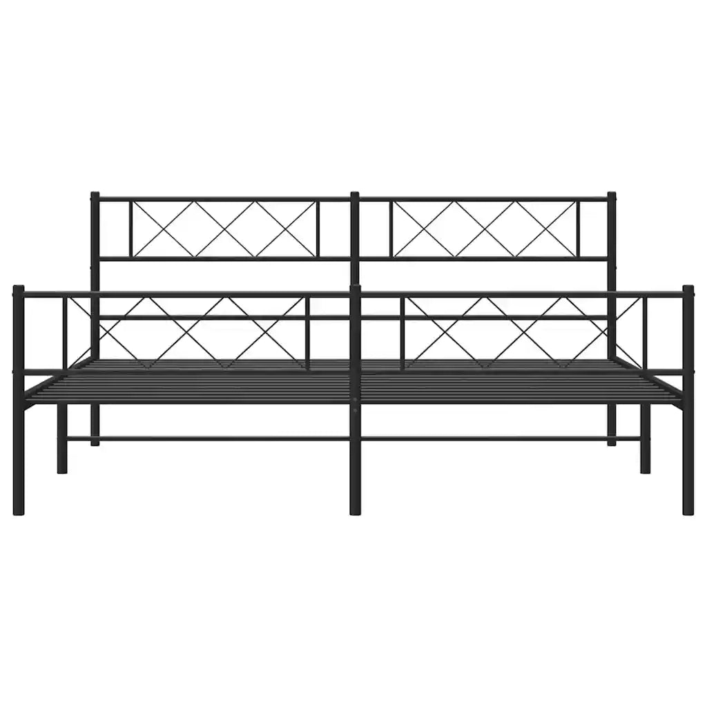 Giroletto con Testiera e Pediera Metallo Nero 193x203 cm 372301