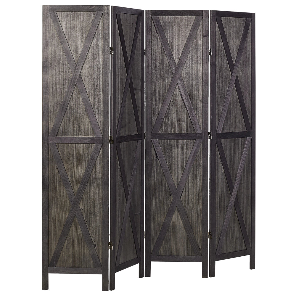 Divisorio per ambienti in legno compensato di legno Paulownia nero 4 pannelli pieghevoli schermo decorativo divisorio