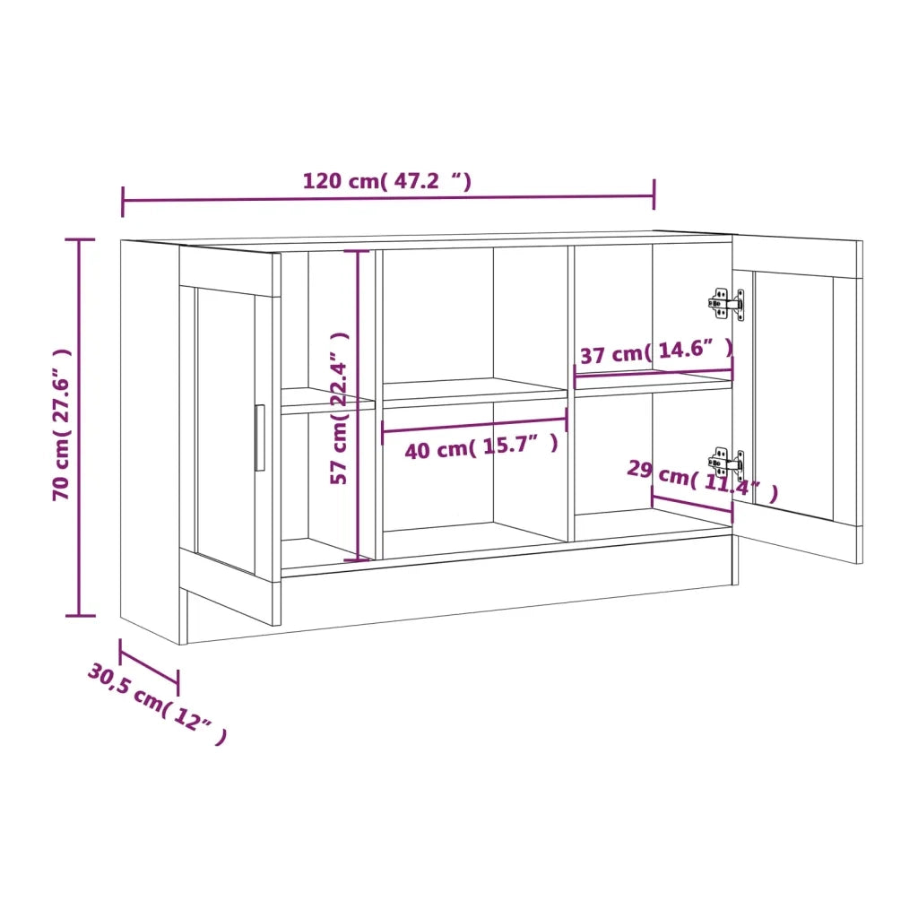 Mobile Vetrina Rovere Fumo 120x30,5x70 cm in Legno Multistrato 815627