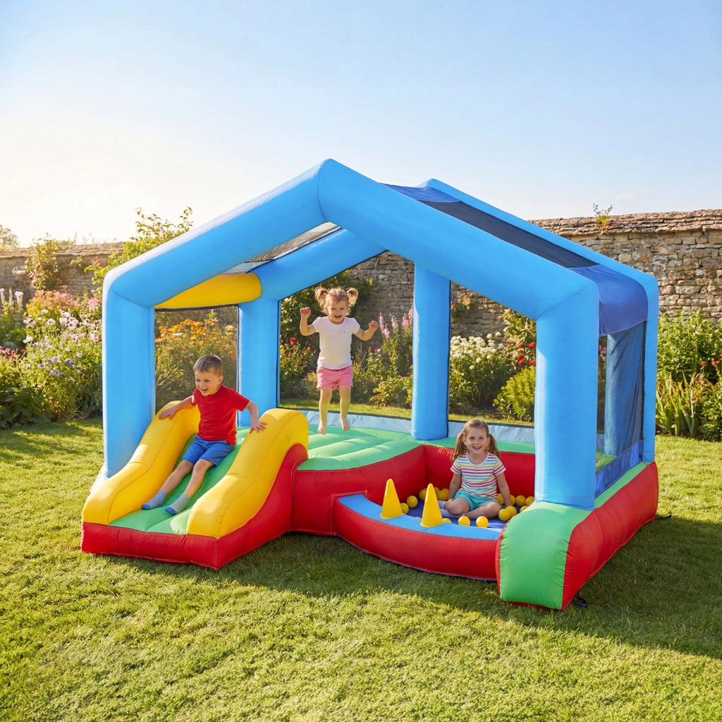 Casetta gonfiabile 4 in 1 con toboga e piscina di palline ¨C zephmum ¨C multicolore