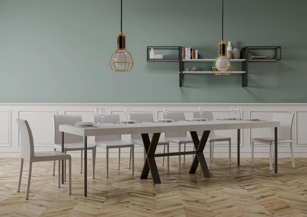 Consolle Allungabile 90-300x40x77 cm in Nobilitato Bianco