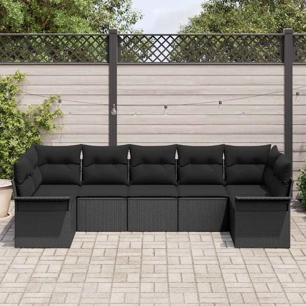 Set Divano da Giardino con archiviazione 7 pcs Nero Poly Rattan 3354182