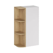 Mobile da Arredo OSTER 45cm – mobile sospeso bianco opaco con 1 anta e 3 nicchie visibili arrotondate in finitura rovere chiaro