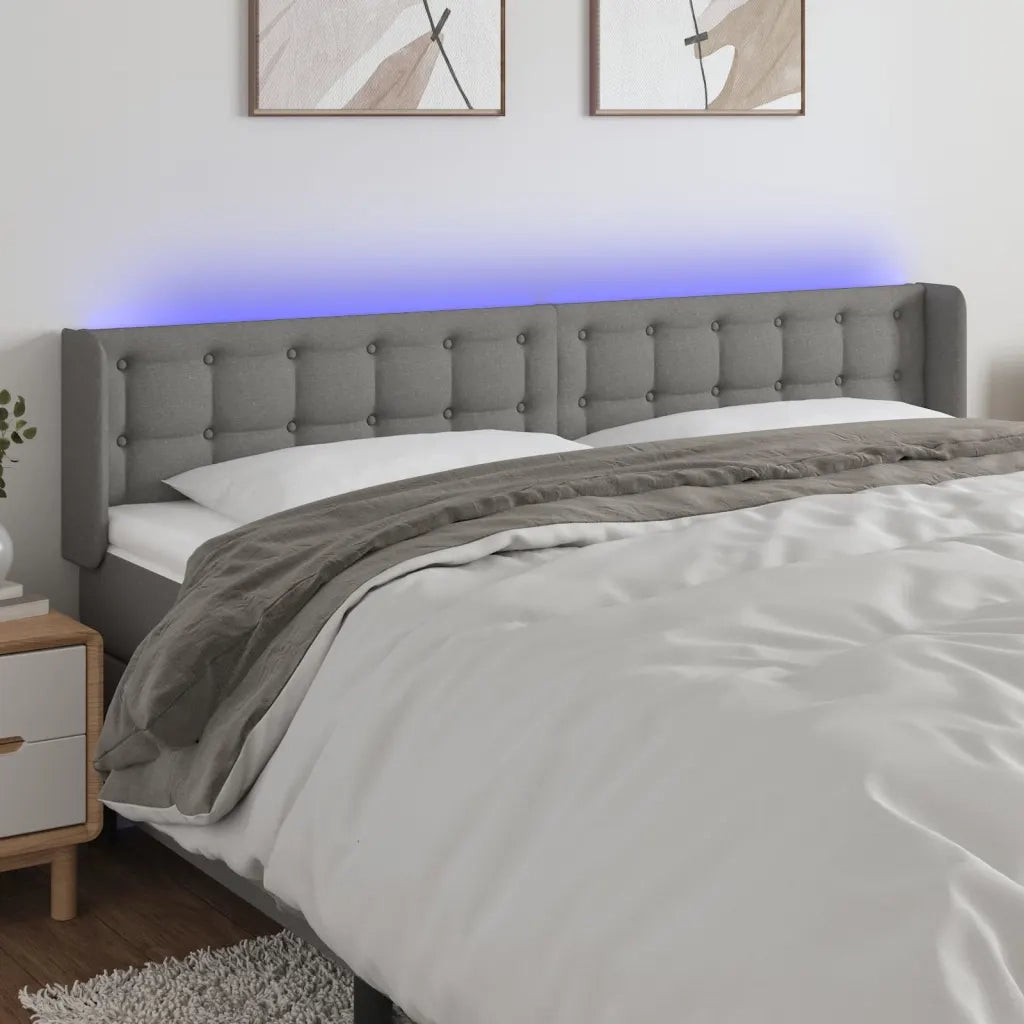 Testiera a LED-Testata con LED Grigio Scuro 183x16x78/88 cm in Tessuto 386705