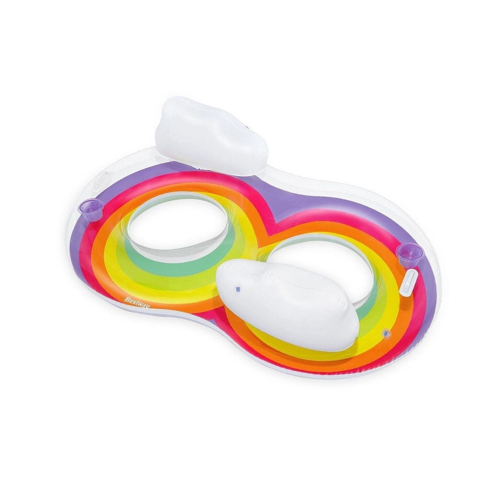 Trade Shop - Poltrona Gonfiabile Doppia Rainbow Dream 186x116 Cm Maniglie Portalattine 43648 -