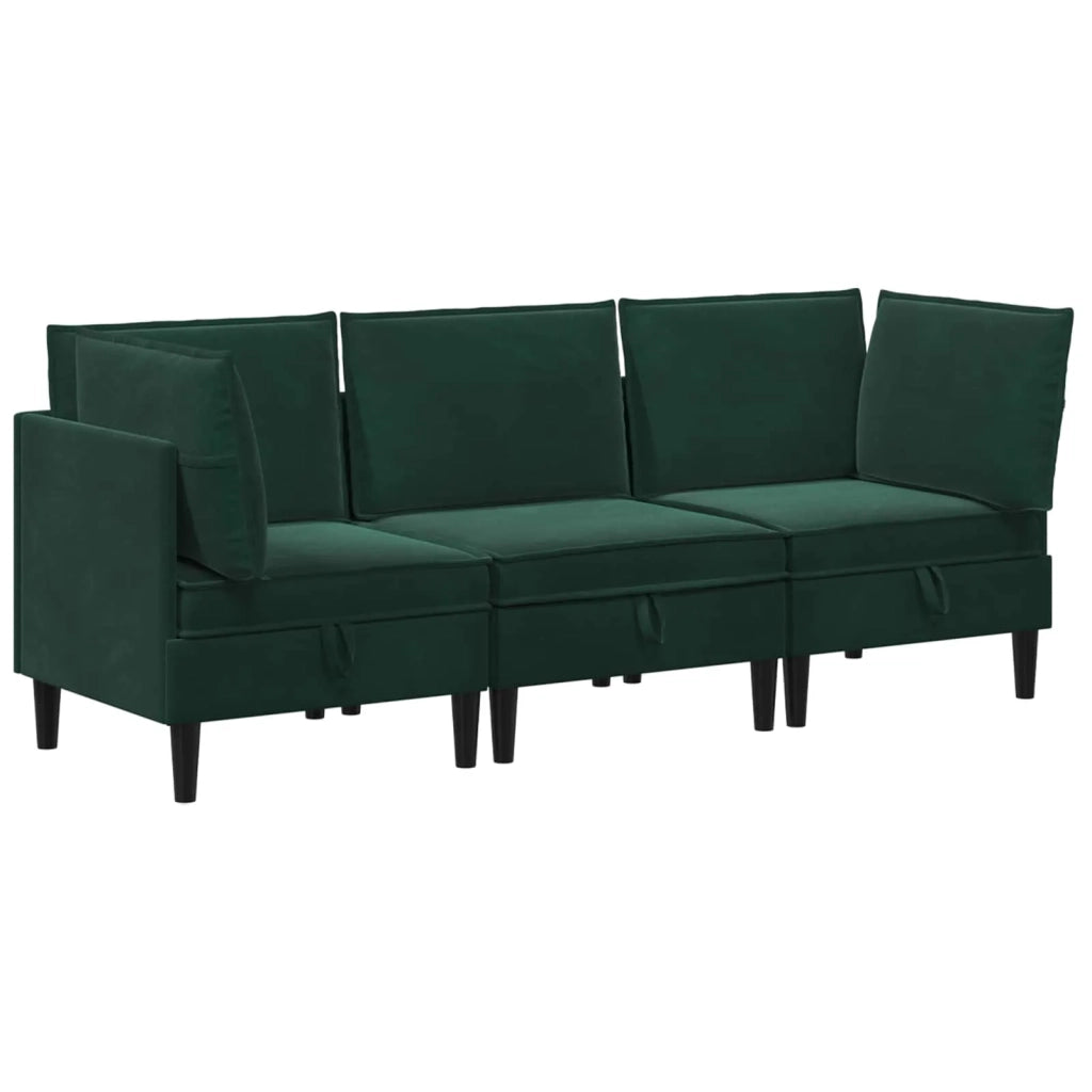 Set di mobili per il soggiorno 3 pcs Verde Scuro Velluto