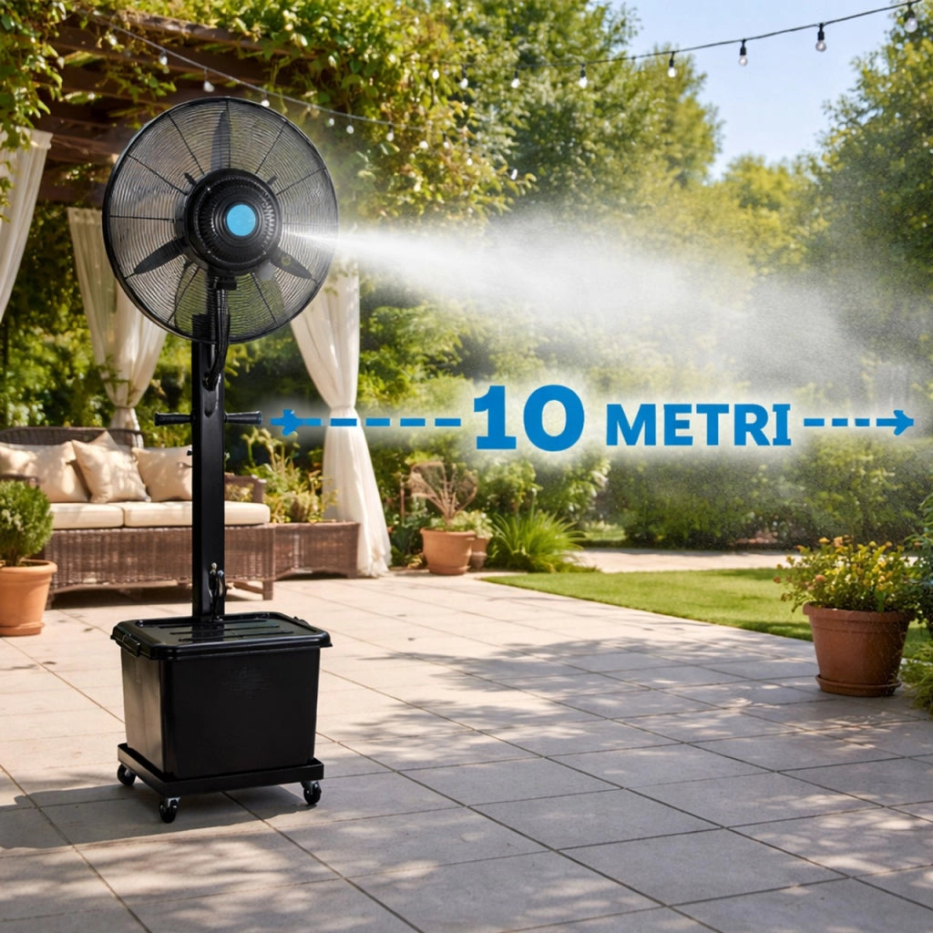 Ventilatore Nebulizzatore Raffrescatore 66 cm con Tanica 41L, 3 Velocità, Altezza 175 cm, 260W 220V