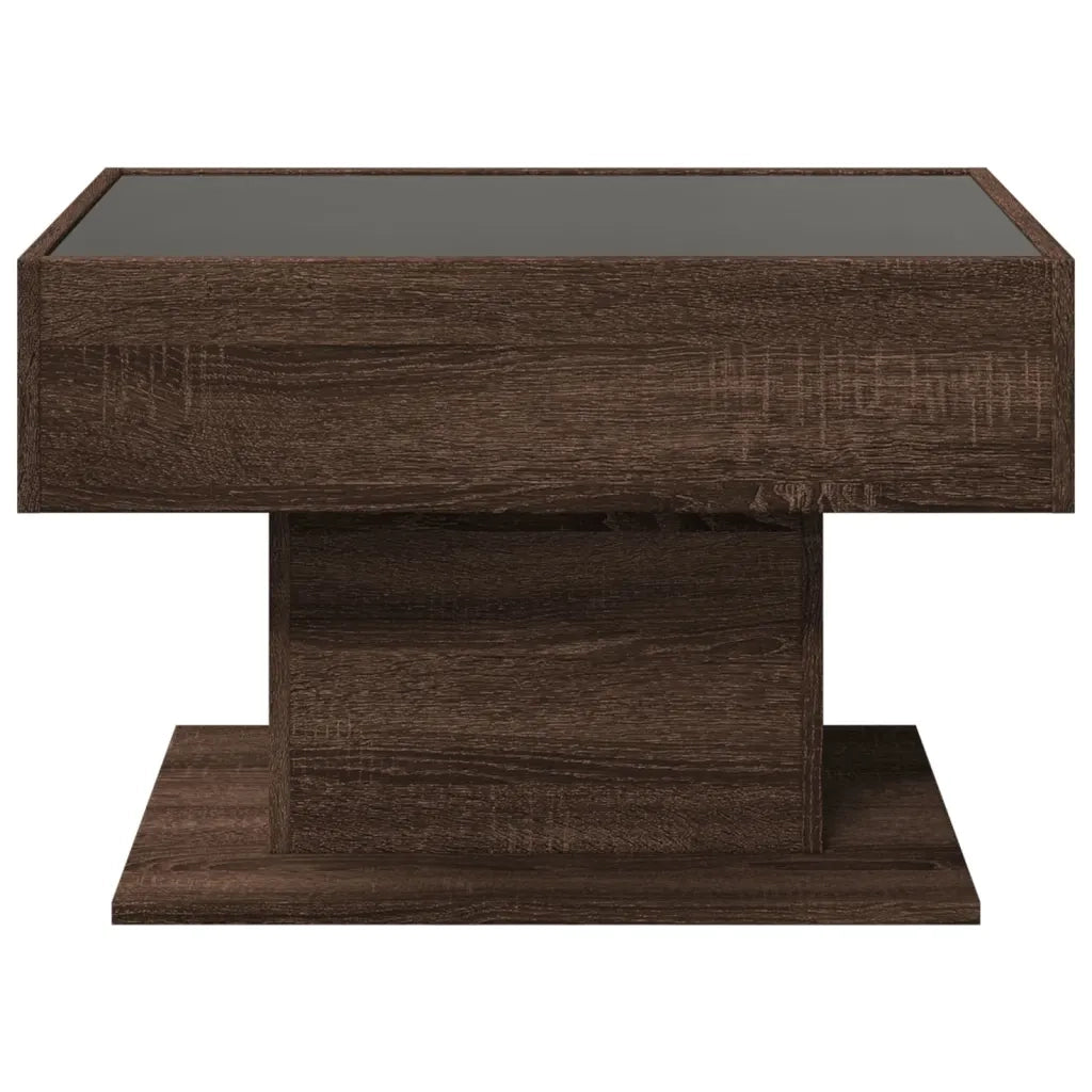 Tavolino Salotto con LED Rovere Marrone 70x50x45 cm Multistrato