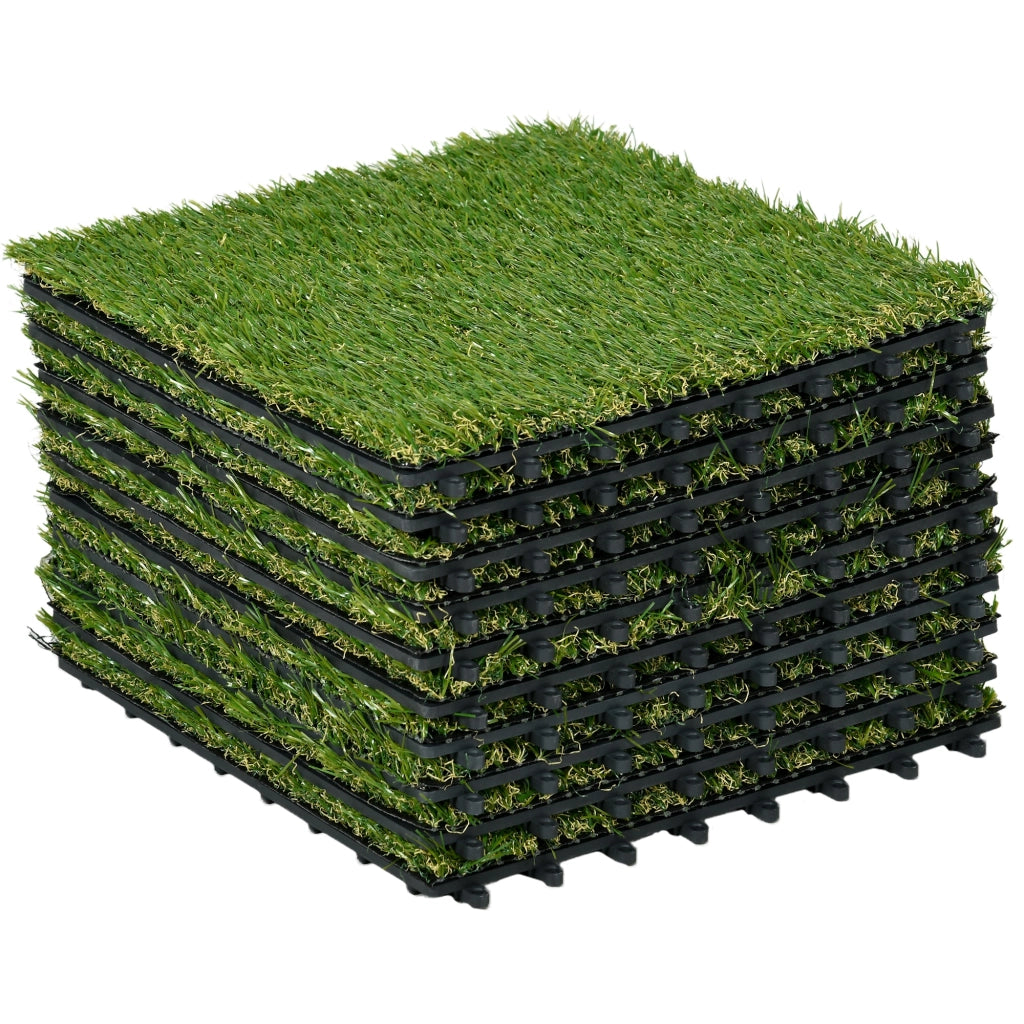 Tappeto erba sintetica per giardino ¨C zephmum ¨C verde, set 10 pezzi 30x30cm