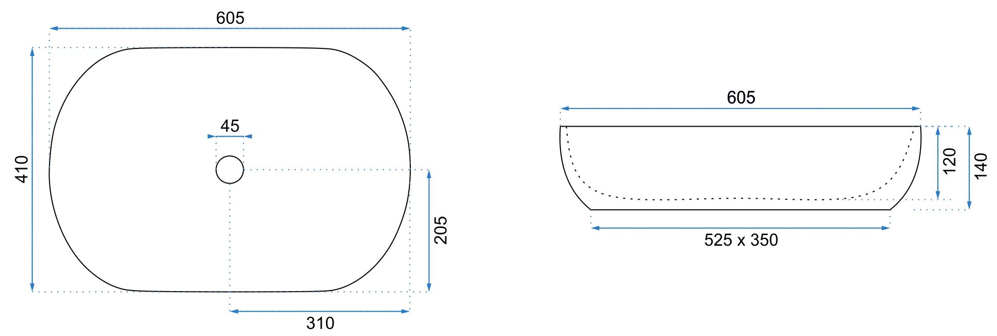 Lavabo Da Appoggio Rea Cleo 61 Shiny Aiax