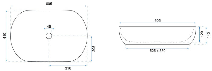 Lavabo Da Appoggio Rea Cleo 61 Shiny Aiax