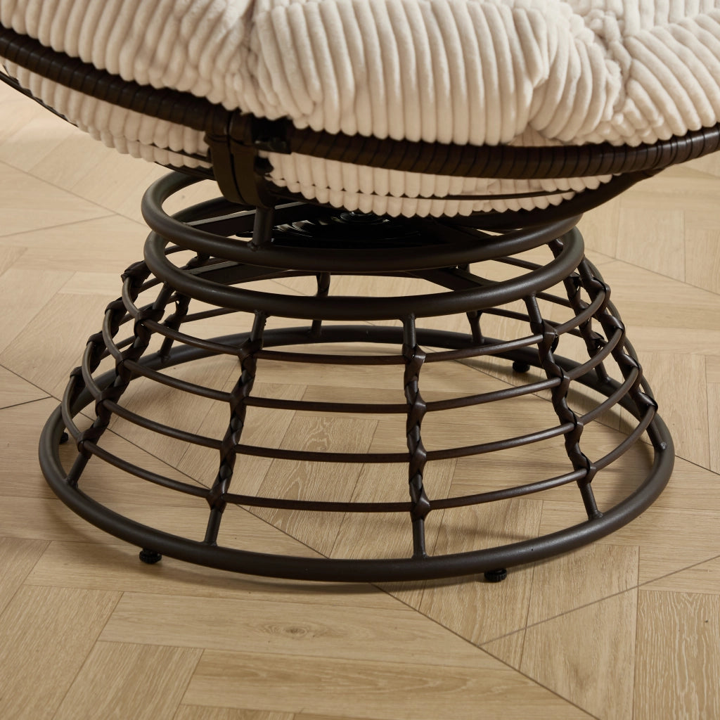 POLTRONA Girevole 92 cm in acciaio e PE rattan Bianca