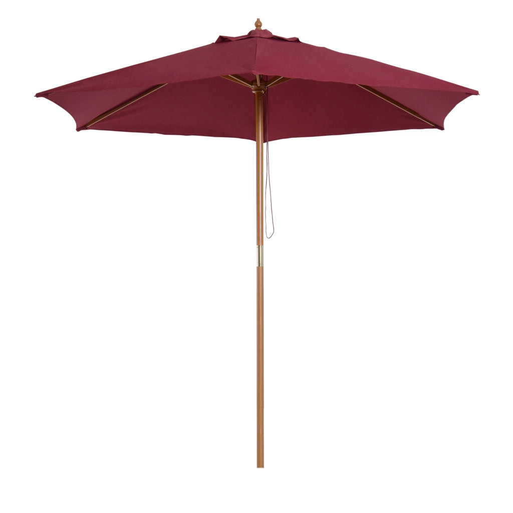 Ombrellone da Giardino Rotondo in Legno e Poliestere ¨C zephmum ¨C Bordeaux 250x230 cm