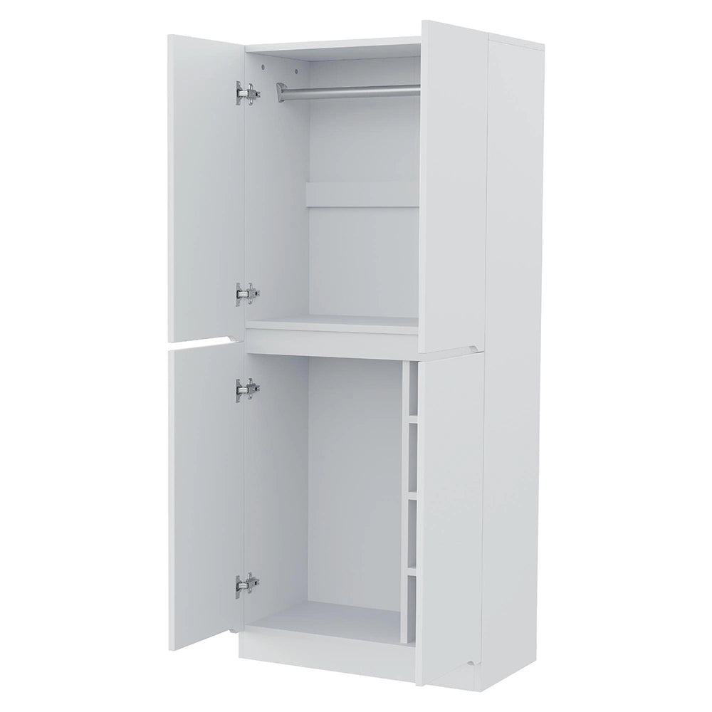 Armadio 2 ante 70x40x170 cm - Xylo - con piccolo ripiano, colore bianco
