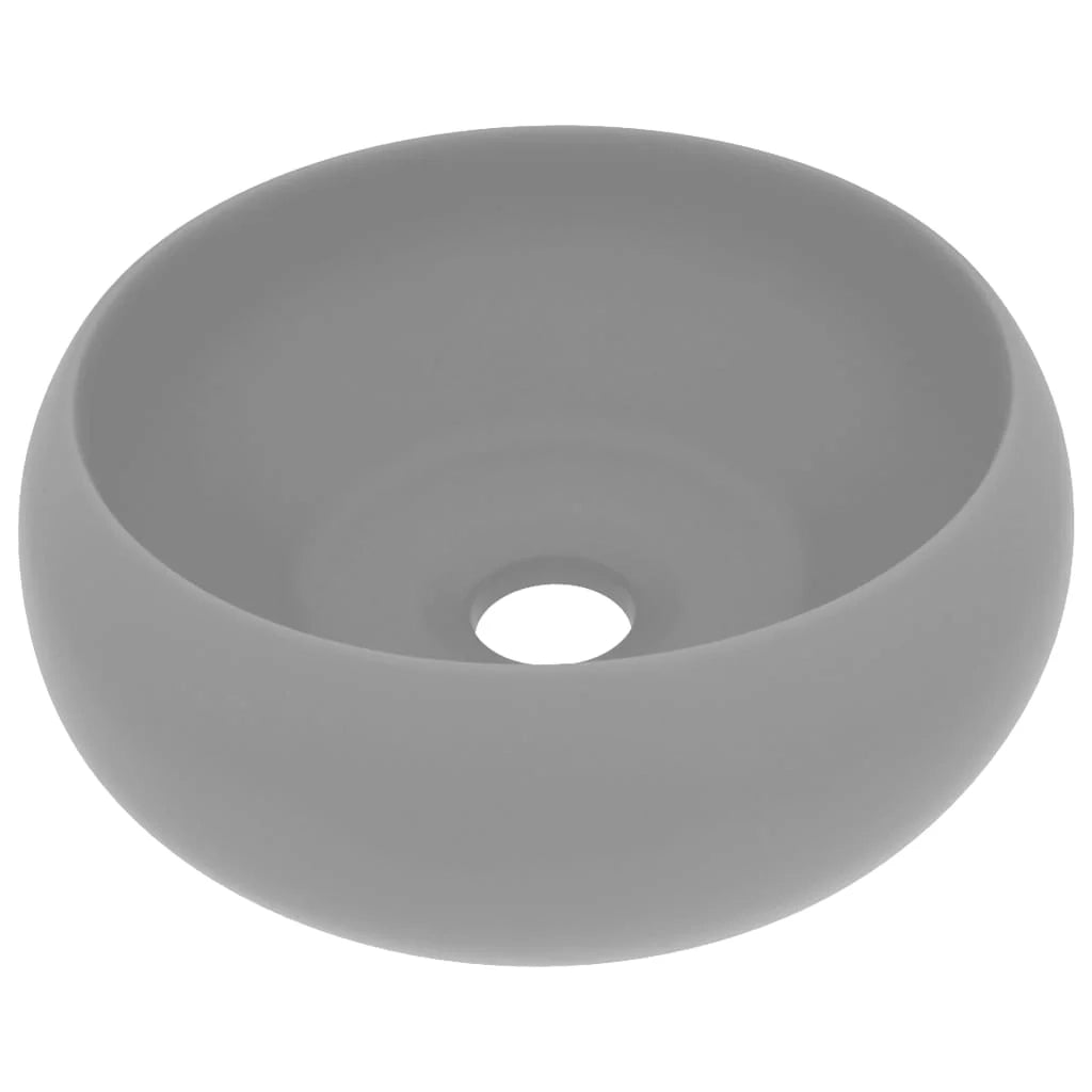 Lavabo da appoggio rotondo di lusso lavabo da bagno lavello da cucina guardaroba arredamento per la casa 40 x 15 cm ceramica grigio chiaro opaco 02_0002746