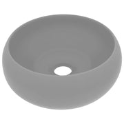 Lavabo da appoggio rotondo di lusso lavabo da bagno lavello da cucina guardaroba arredamento per la casa 40 x 15 cm ceramica grigio chiaro opaco 02_0002746
