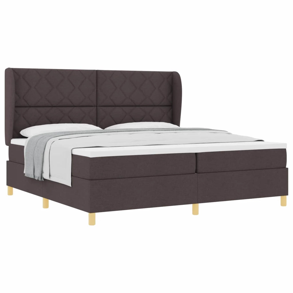 Letto a molle con materasso Marrone Scuro 200 x 200 cm Tessuto 3340840