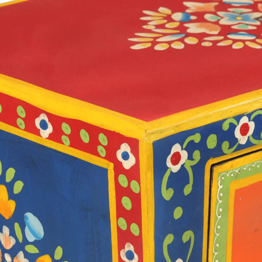 Credenza Dipinta a Mano-Buffet-Armadio da cucina 54x30x74 cm Legno Massello di Mango