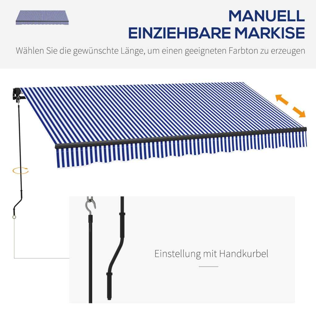 Tenda da sole con manovella ¨C Xylo ¨C 247x295 cm Blu e Bianco