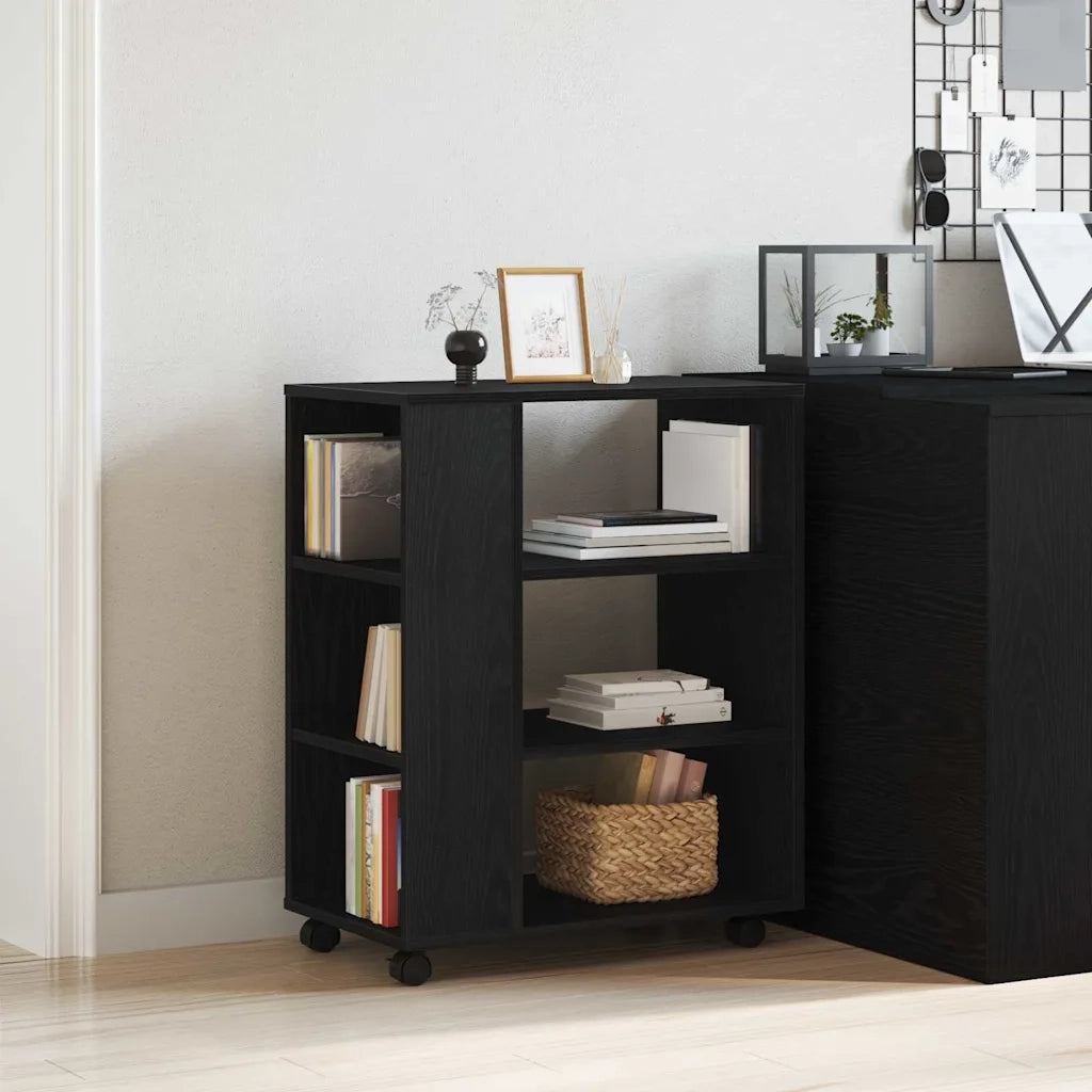 Armadio con ruota Rovere Nero 60 x 35 x 75 cm Legno multistrato 862671