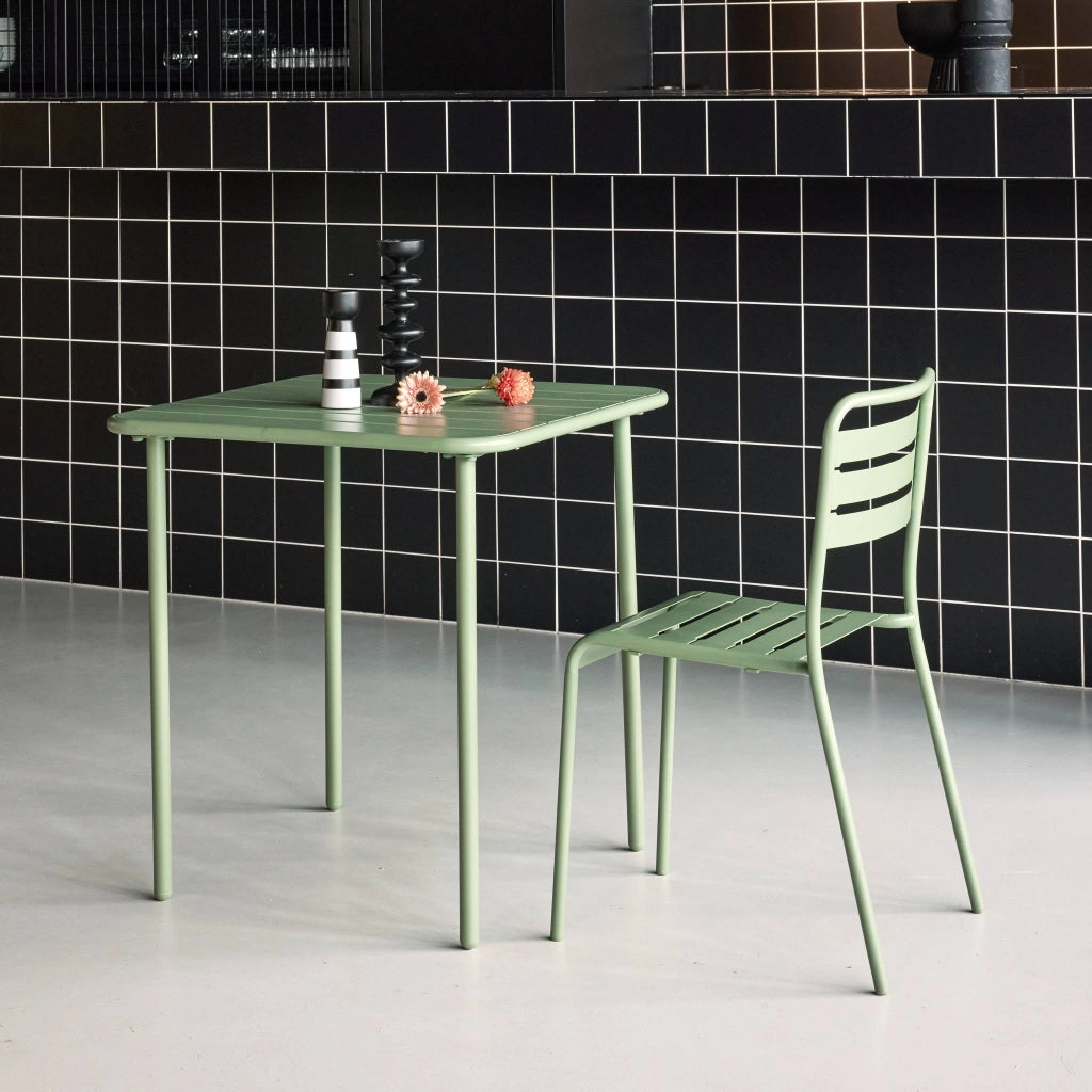 Tavolo da giardino in metallo 2 posti, 70cm, verde