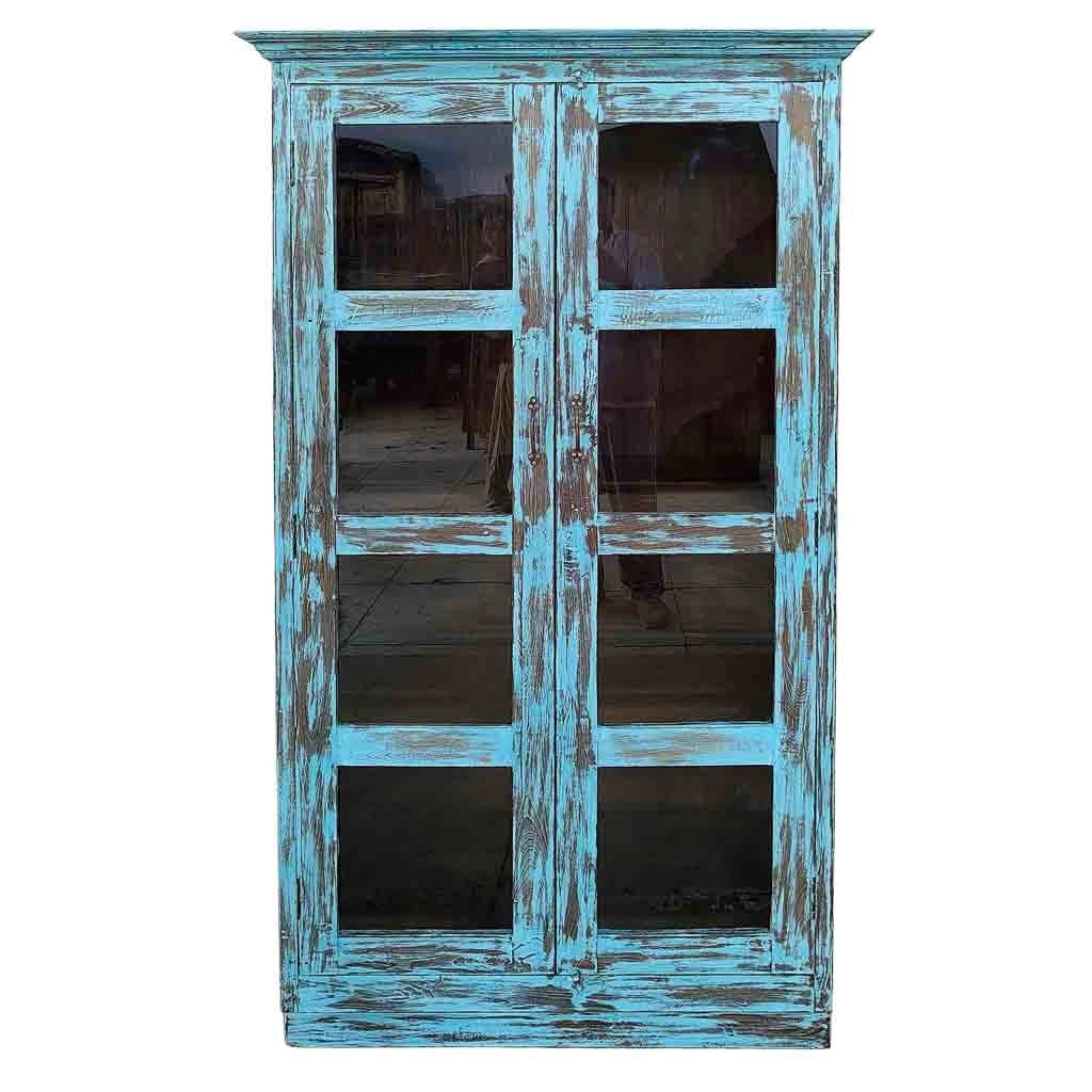 Vetrina artigianale in legno 100-110x40-45x170-180h cm