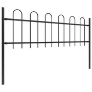 Recinzione da Giardino | Recinzione da cortile con Parte Superiore ad Anello in Acciaio 359x60 cm Nero