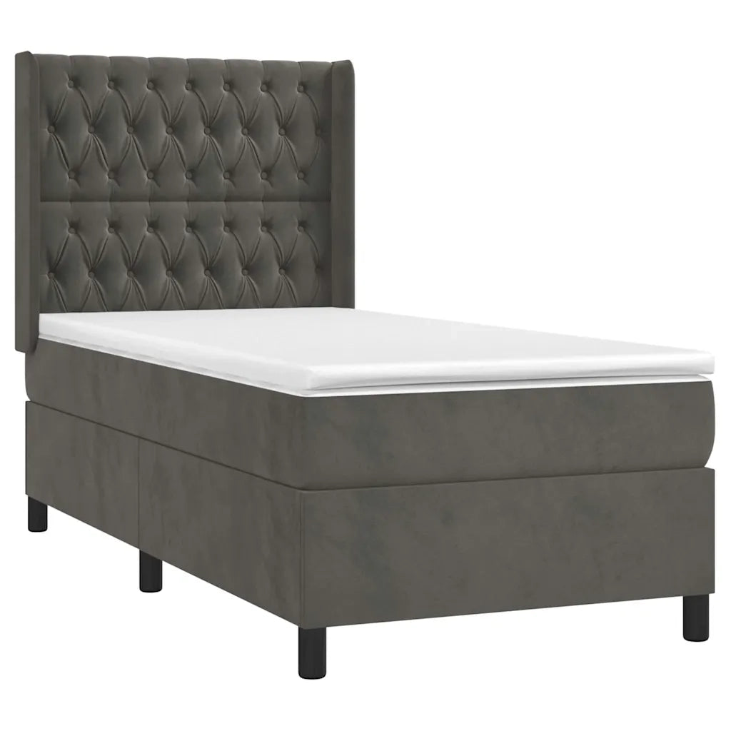 Giroletto a Molle con Materasso Grigio Scuro 80x200 cm Velluto 3132826