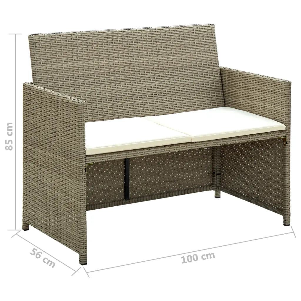 Divano da Giardino a 2 Posti con Cuscini Beige in Polyrattan cod mxl 59710