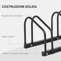 Rastrelliera Porta Biciclette 4 Posti 110x33x27 cm in Acciaio Nero