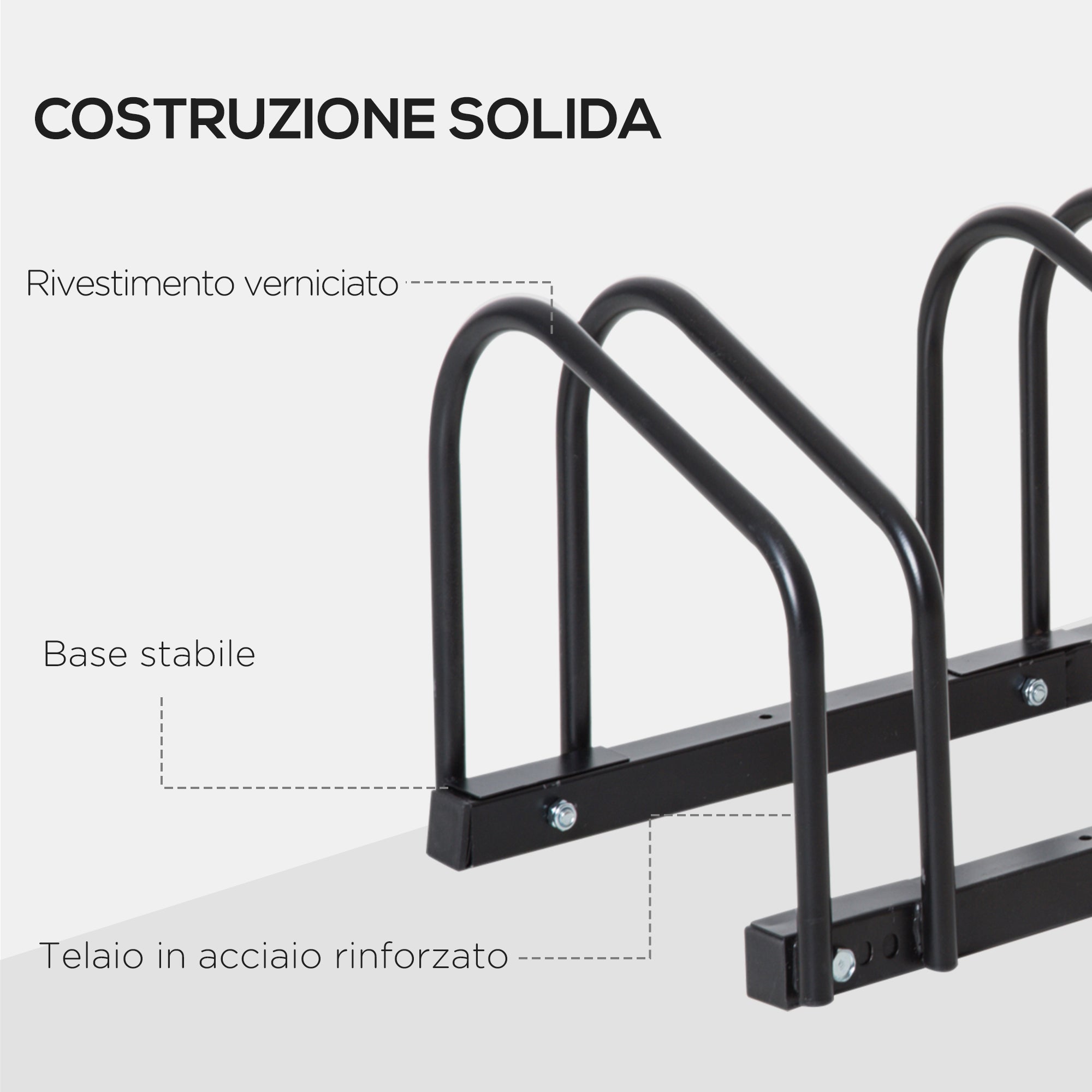 Rastrelliera Porta Biciclette 4 Posti 110x33x27 cm in Acciaio Nero