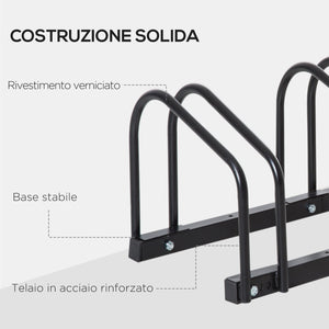 Rastrelliera Porta Biciclette 4 Posti 110x33x27 cm in Acciaio Nero