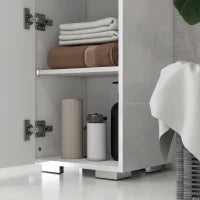 kleankin Colonna Bagno in MDF con Ripiano Aperto, Cassetto e Armadietto Chiuso, 37x32.5x170 cm, Bianco
