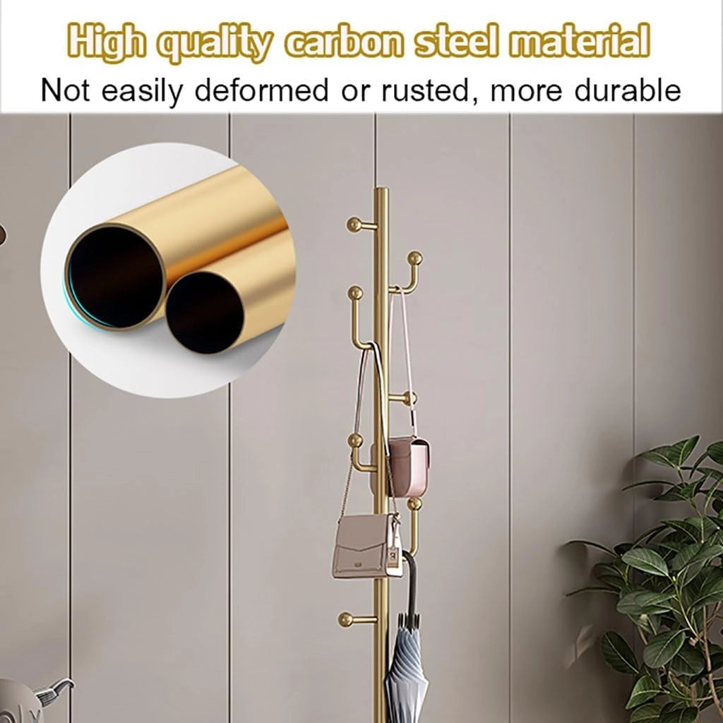 Appendiabiti Indipendente, Albero Appendiabiti Dorato con 7 Ganci Appendiabiti in Metallo per Giacche, Cappelli, Borse, Ingresso, Soggiorno, Camera da Letto, Ufficio Domestico (B)