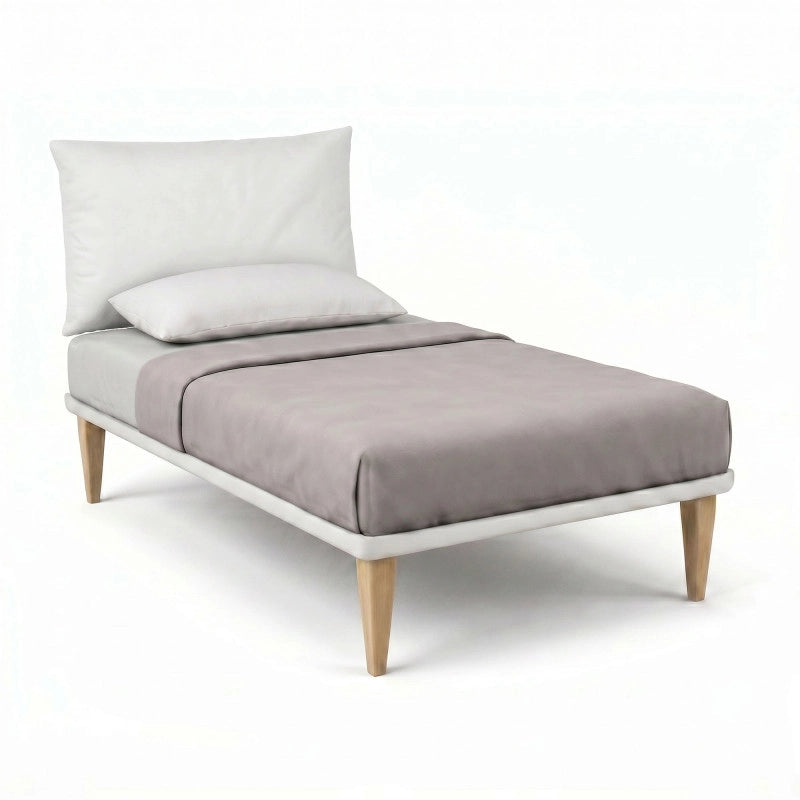 Letto imbottito Singolo 80x200 cm Soft - Bianco,Similpelle,Con rete