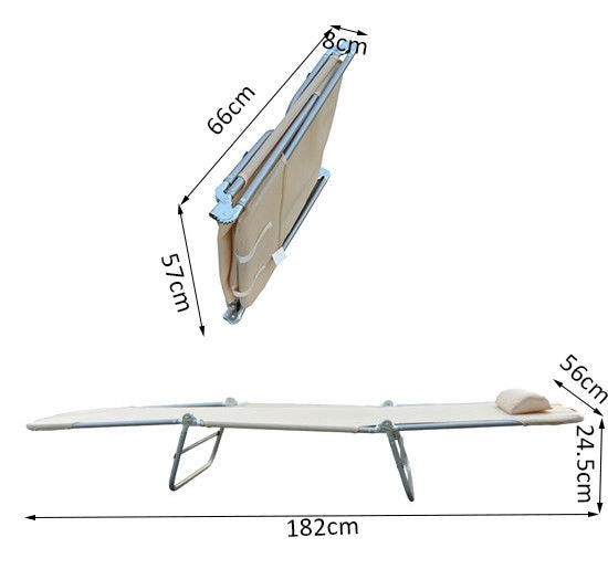 EasyComfort Lettino Prendisole Pieghevole con Schienale Reclinabile e Cuscino, 182x56x24.5cm